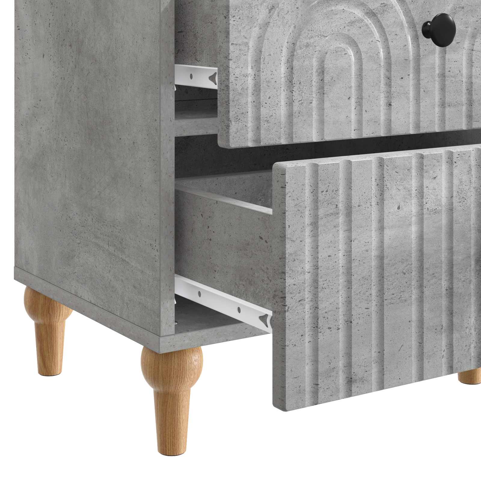 Nachtkastje met lade Betongrijs 43 x 34,5 x 48 cm Bewerkt hout
