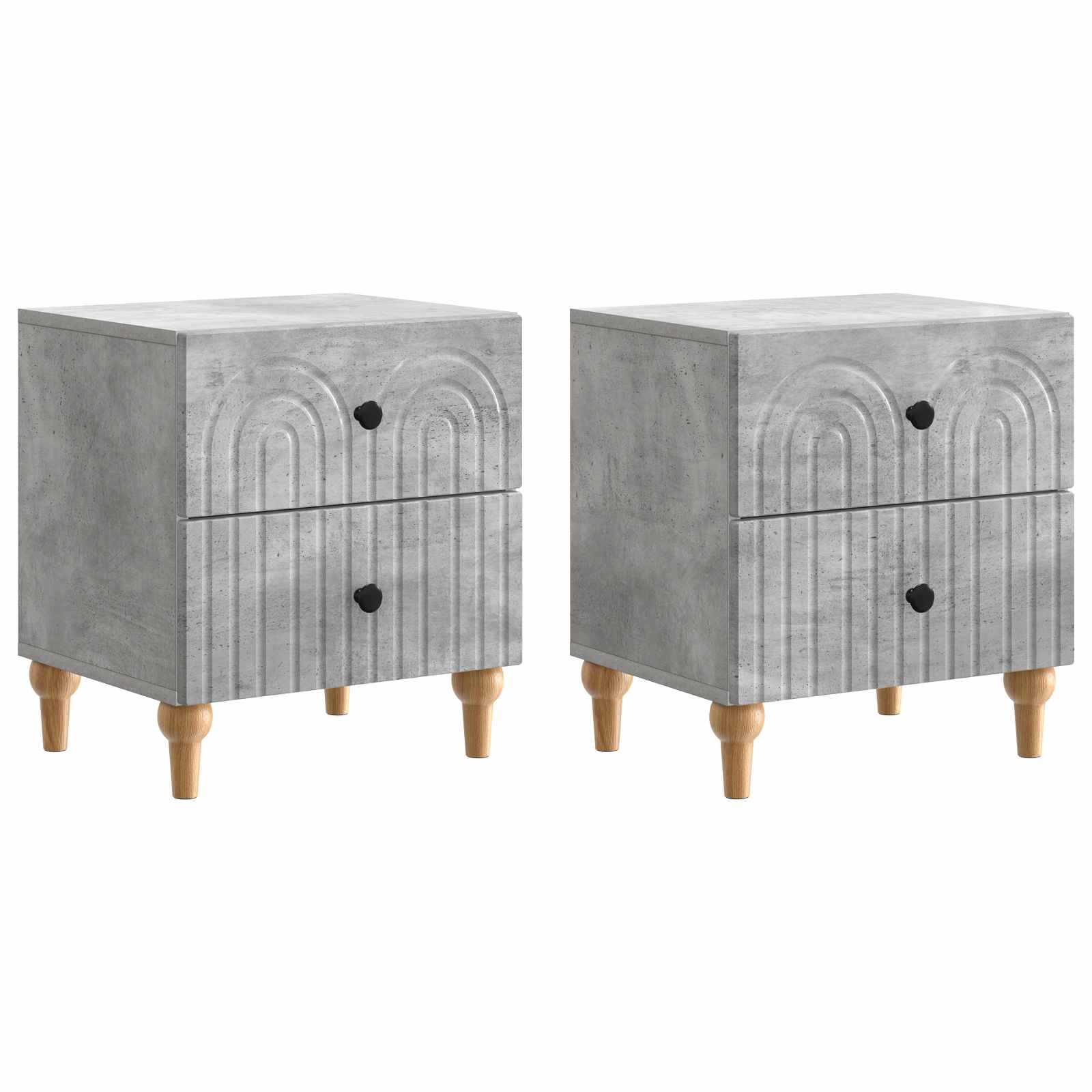 Nachtkastje 2 pcs Betongrijs 43 x 34,5 x 48 cm Bewerkt hout