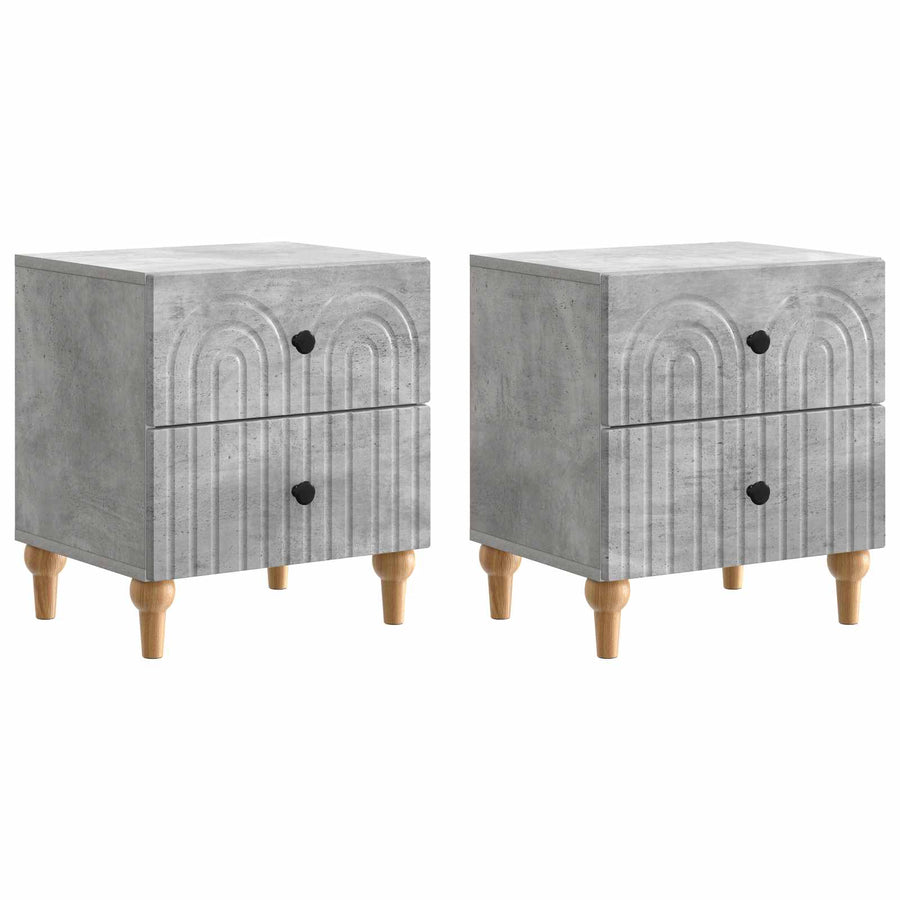 Nachtkastje 2 pcs Betongrijs 43 x 34,5 x 48 cm Bewerkt hout