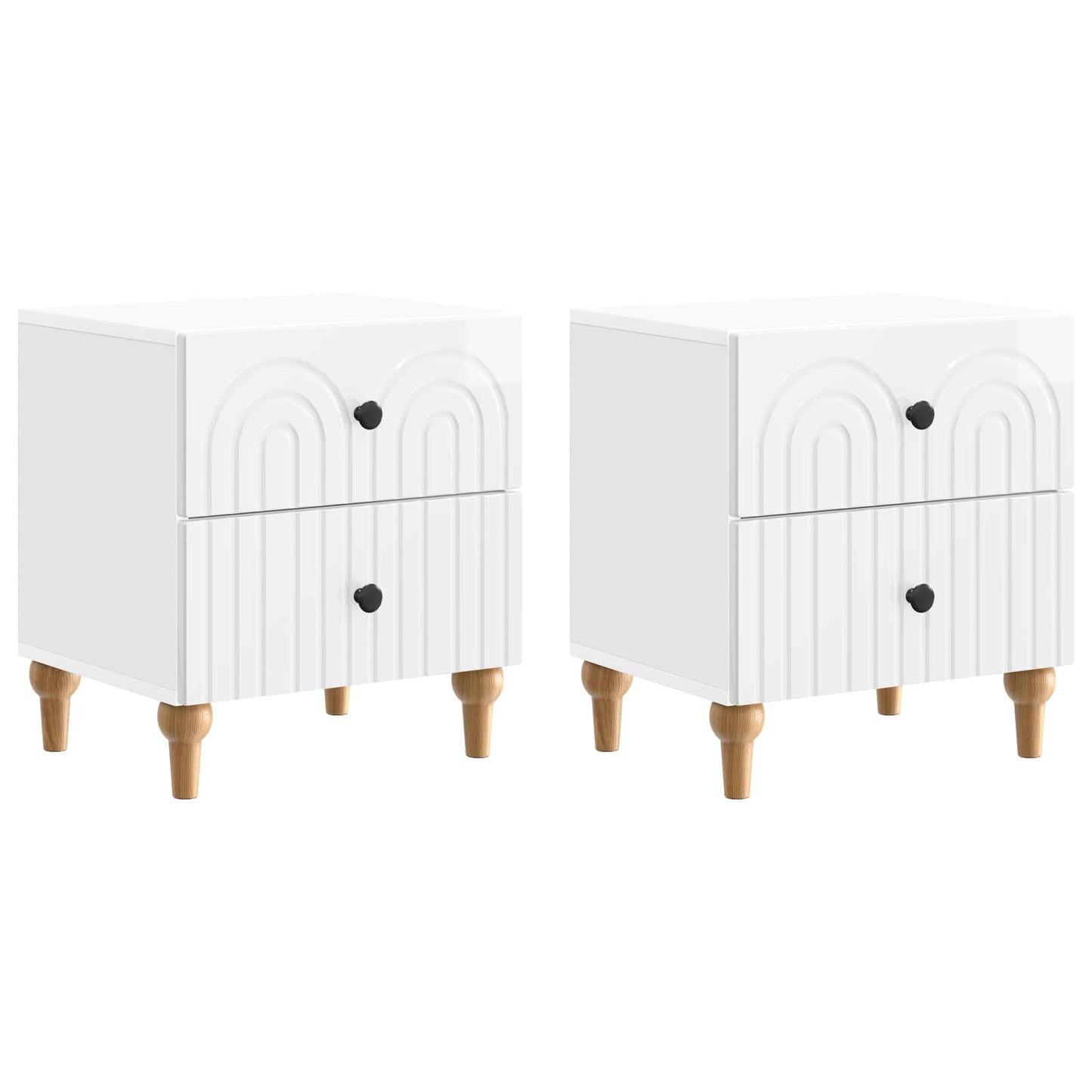 Nachtkastje 2 pcs Hoogglans Wit 43 x 34,5 x 48 cm Bewerkt hout