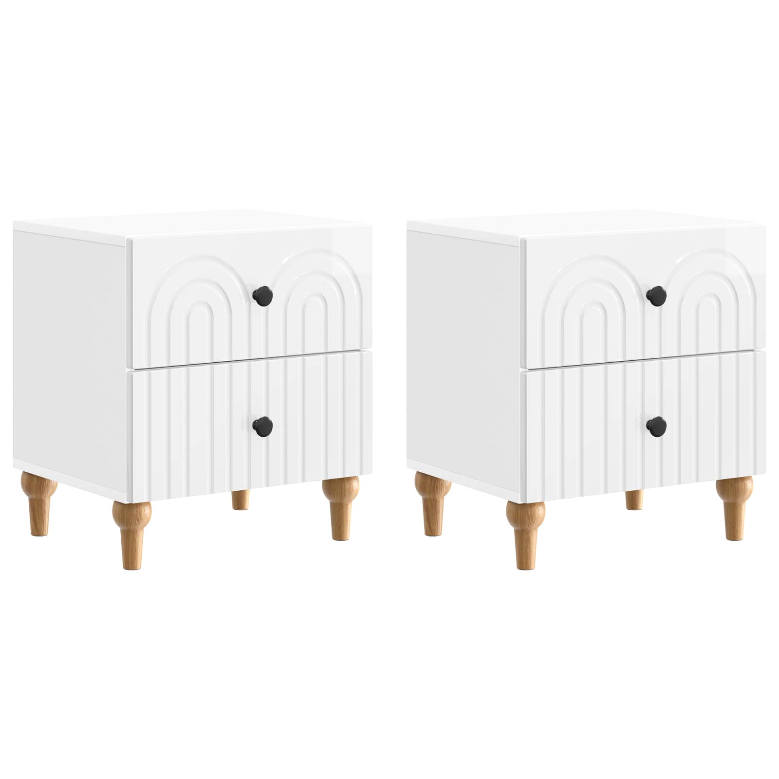 Nachtkastje 2 pcs Hoogglans Wit 43 x 34,5 x 48 cm Bewerkt hout