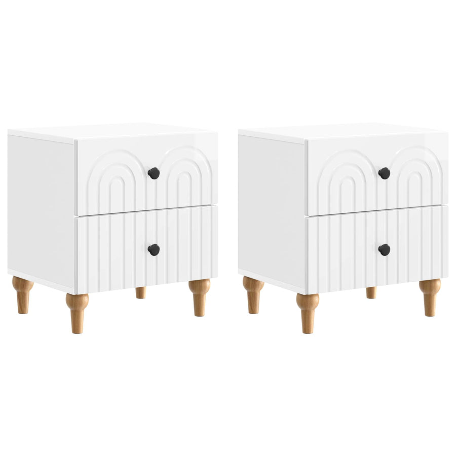 Nachtkastje 2 pcs Hoogglans Wit 43 x 34,5 x 48 cm Bewerkt hout