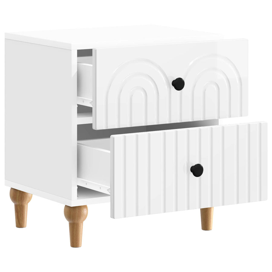 Nachtkastje 2 pcs Hoogglans Wit 43 x 34,5 x 48 cm Bewerkt hout