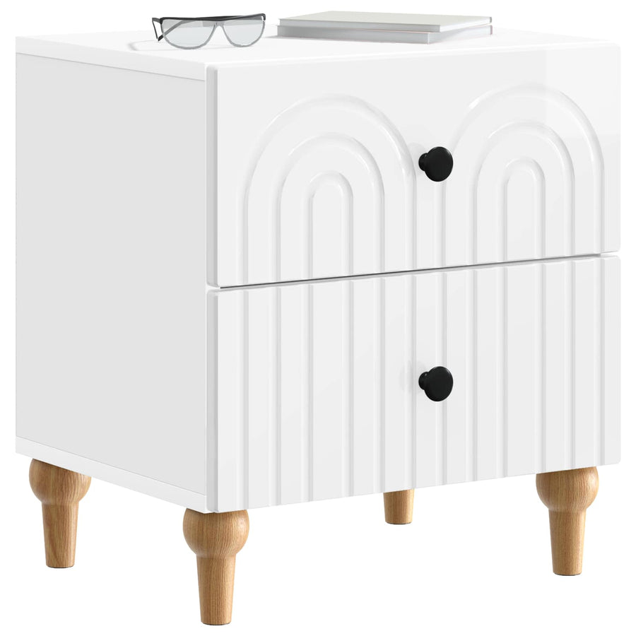 Nachtkastje 2 pcs Hoogglans Wit 43 x 34,5 x 48 cm Bewerkt hout