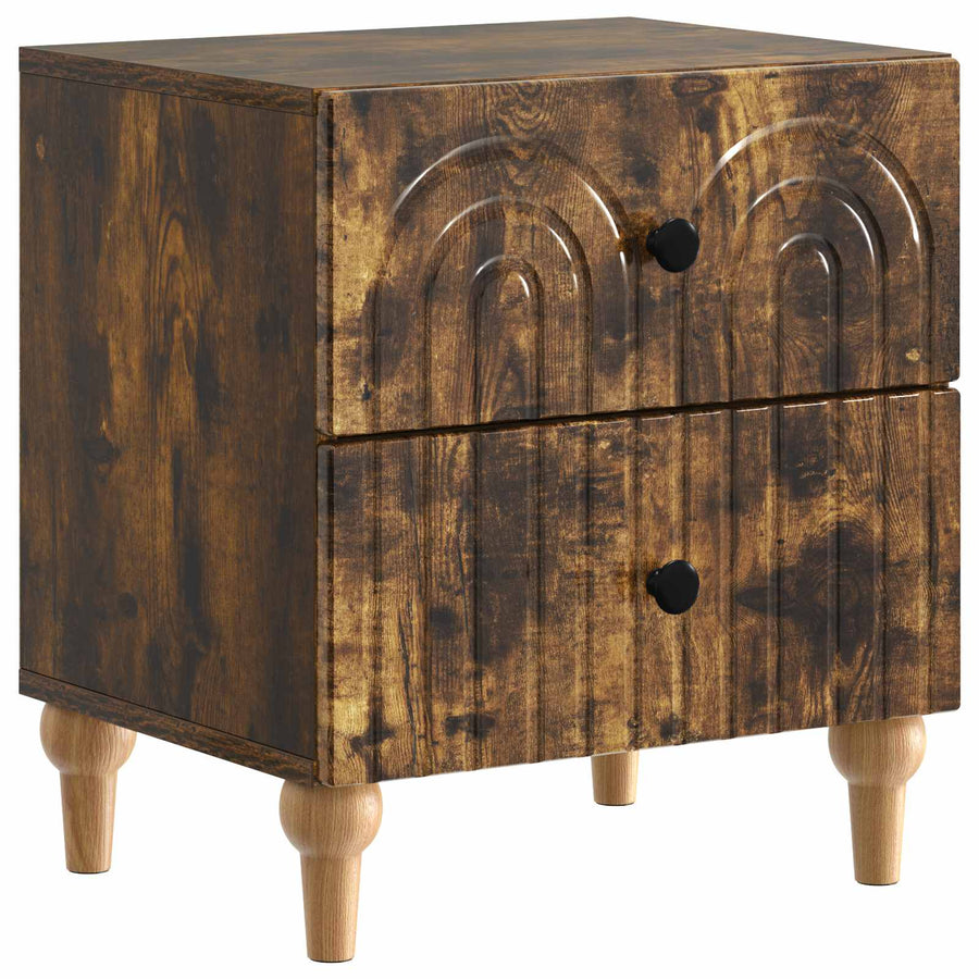 Nachtkastje 2 pcs Gerookt eiken 43 x 34,5 x 48 cm Bewerkt hout