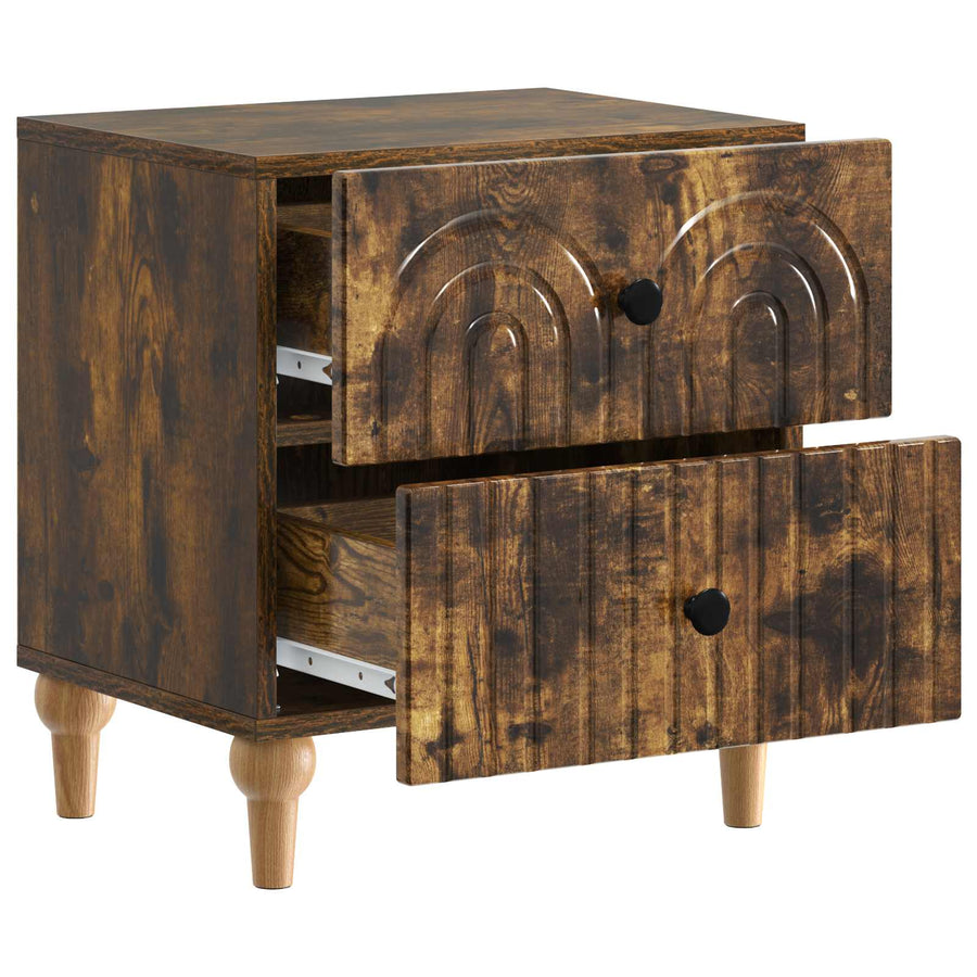 Nachtkastje 2 pcs Gerookt eiken 43 x 34,5 x 48 cm Bewerkt hout
