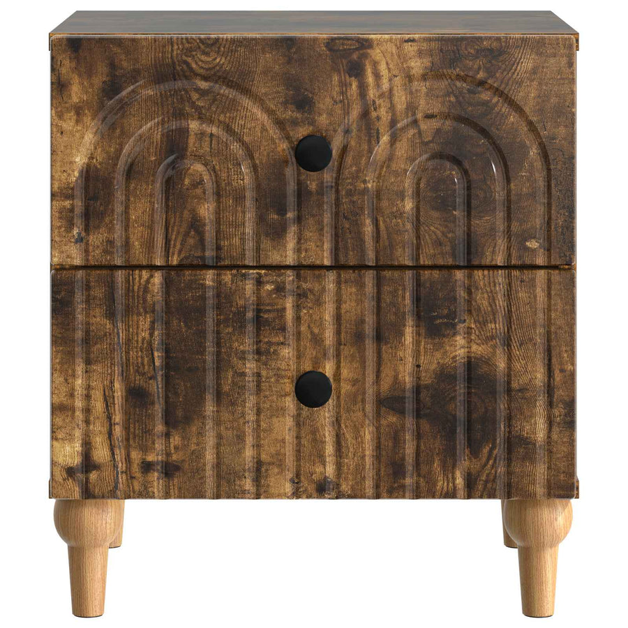 Nachtkastje 2 pcs Gerookt eiken 43 x 34,5 x 48 cm Bewerkt hout