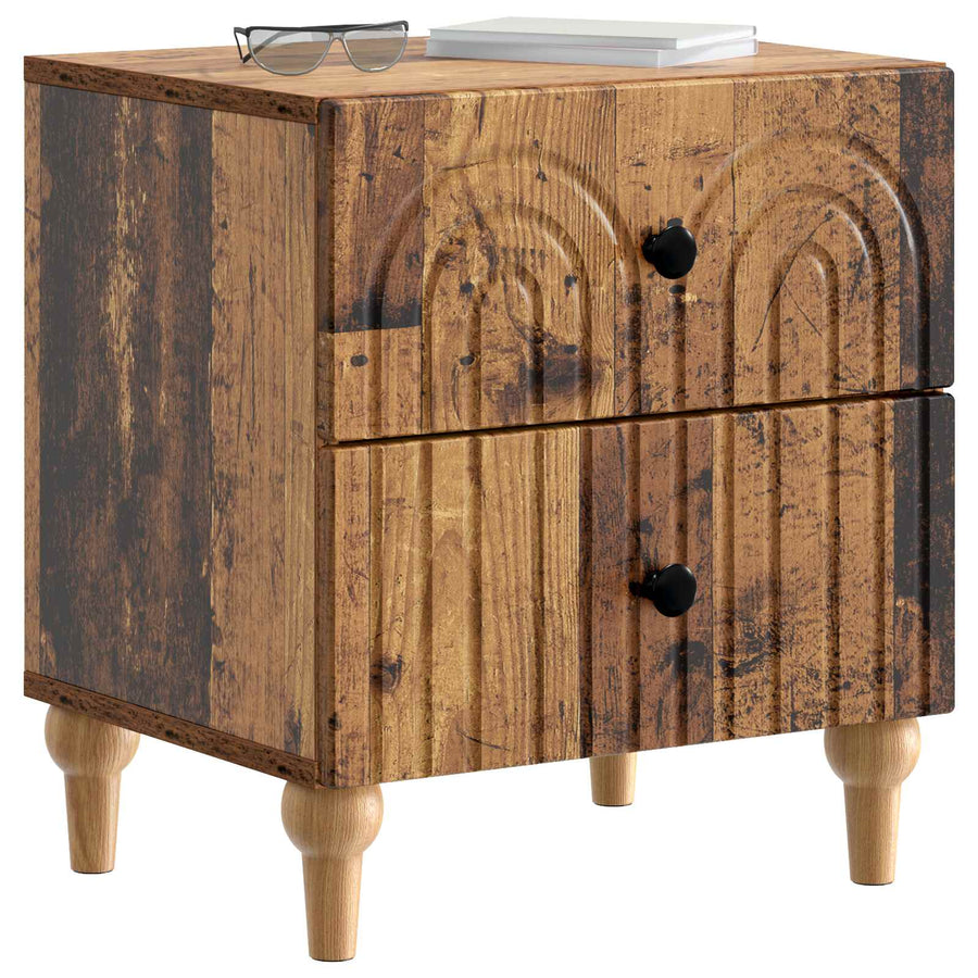 Nachtkastje met lade Oud hout 43 x 34,5 x 48 cm Bewerkt hout