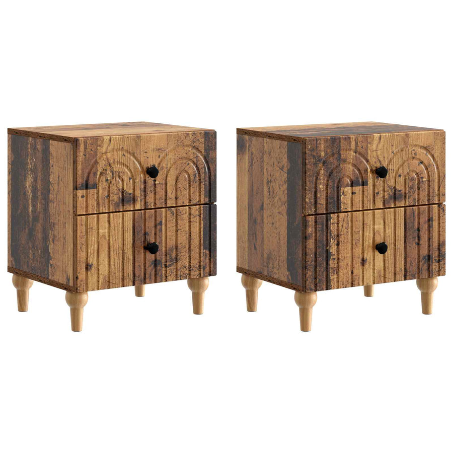 Nachtkastje 2 pcs Oud hout 43 x 34,5 x 48 cm Bewerkt hout