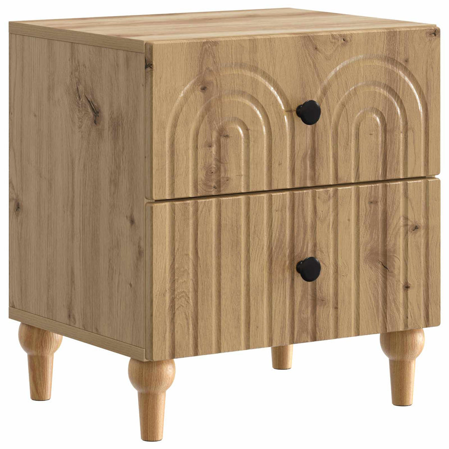 Nachtkastje Artisanaal eiken 43 x 34,5 x 48 cm Bewerkt hout
