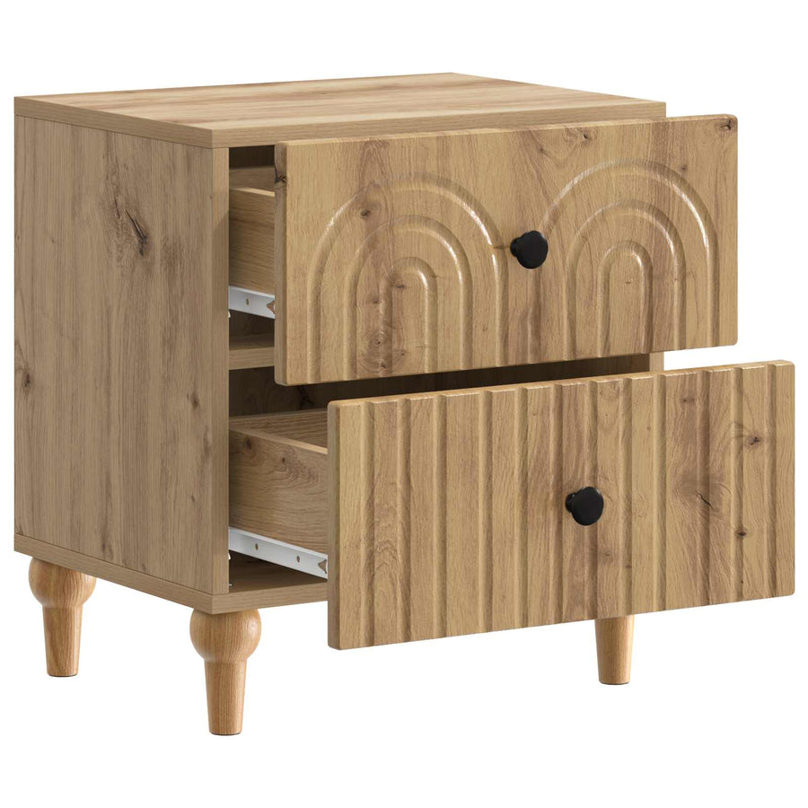 Nachtkastje Artisanaal eiken 43 x 34,5 x 48 cm Bewerkt hout