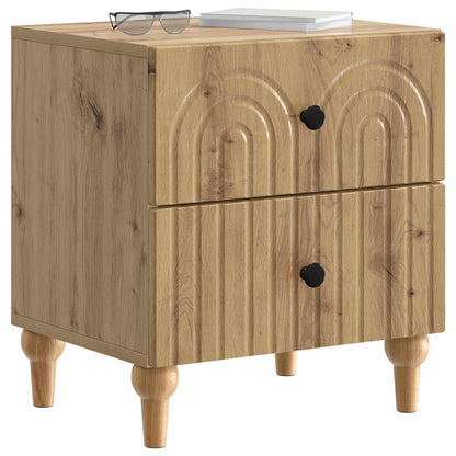 Nachtkastje Artisanaal eiken 43 x 34,5 x 48 cm Bewerkt hout