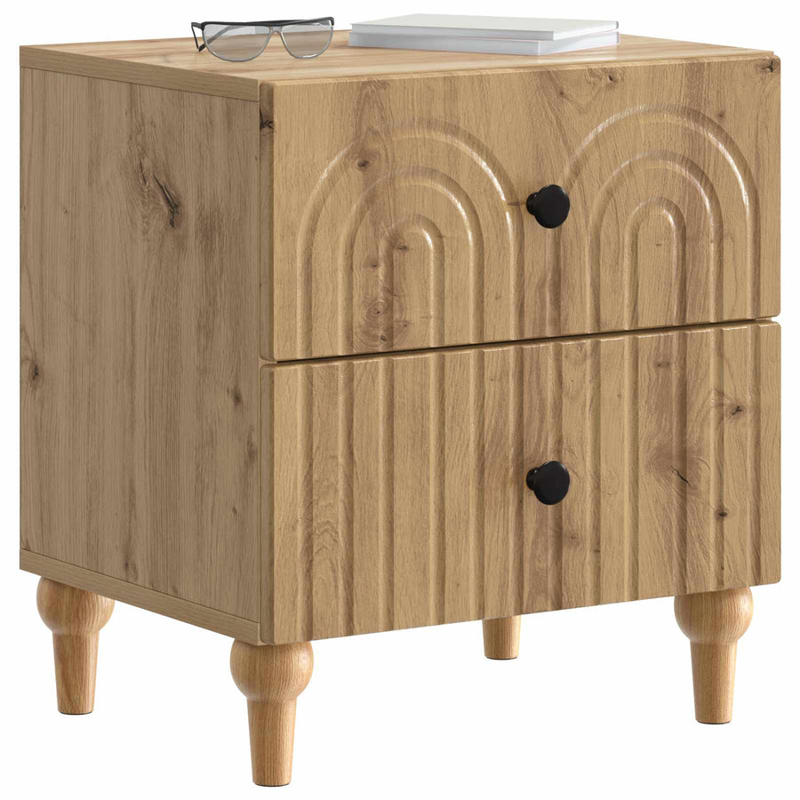 Nachtkastje Artisanaal eiken 43 x 34,5 x 48 cm Bewerkt hout