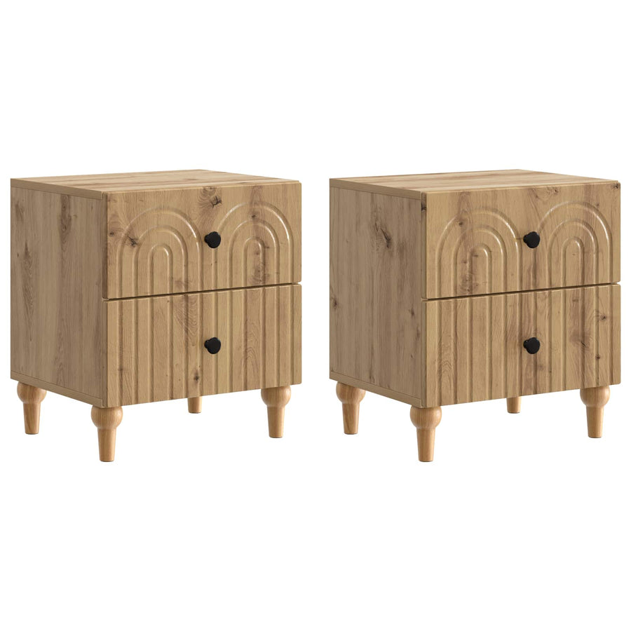 Nachtkastje met lade 2 pcs Artisanaal eiken 43 x 34,5 x 48 cm