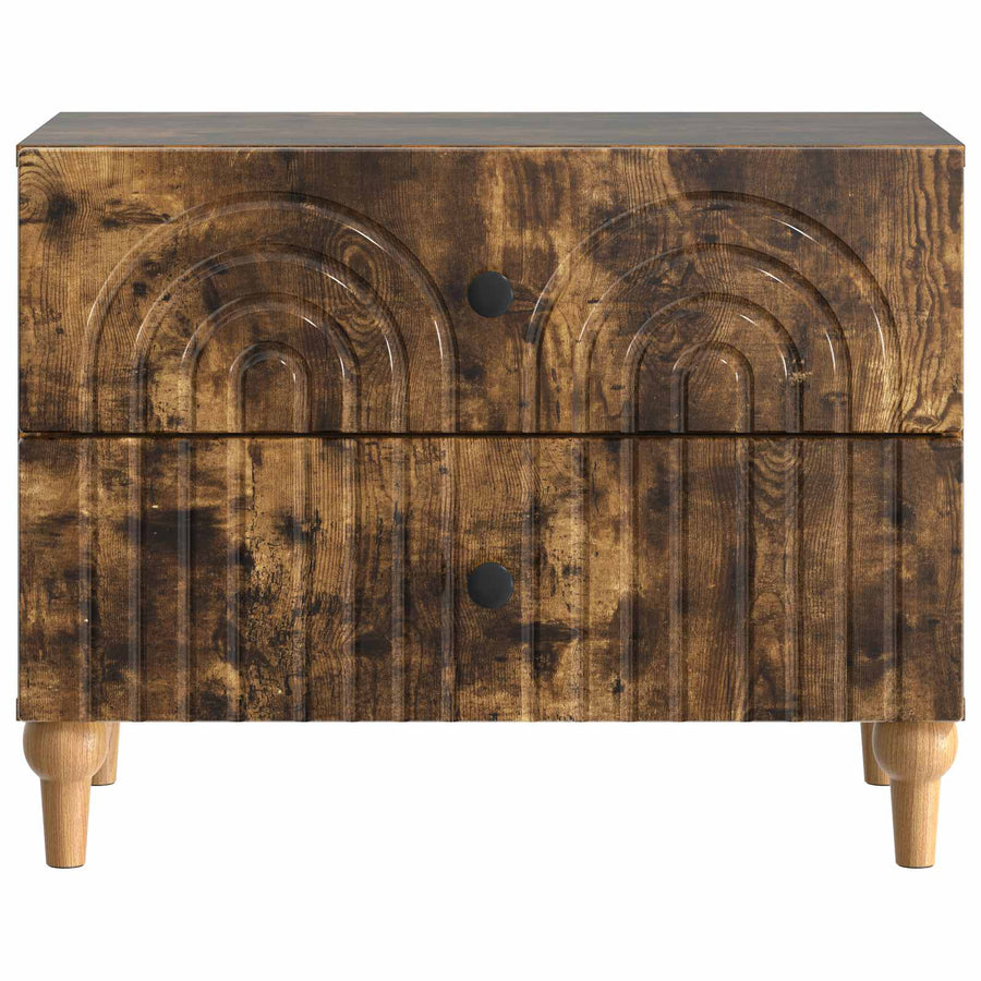 Nachtkastje Gerookt eiken 62 x 34,5 x 48 cm Bewerkt hout