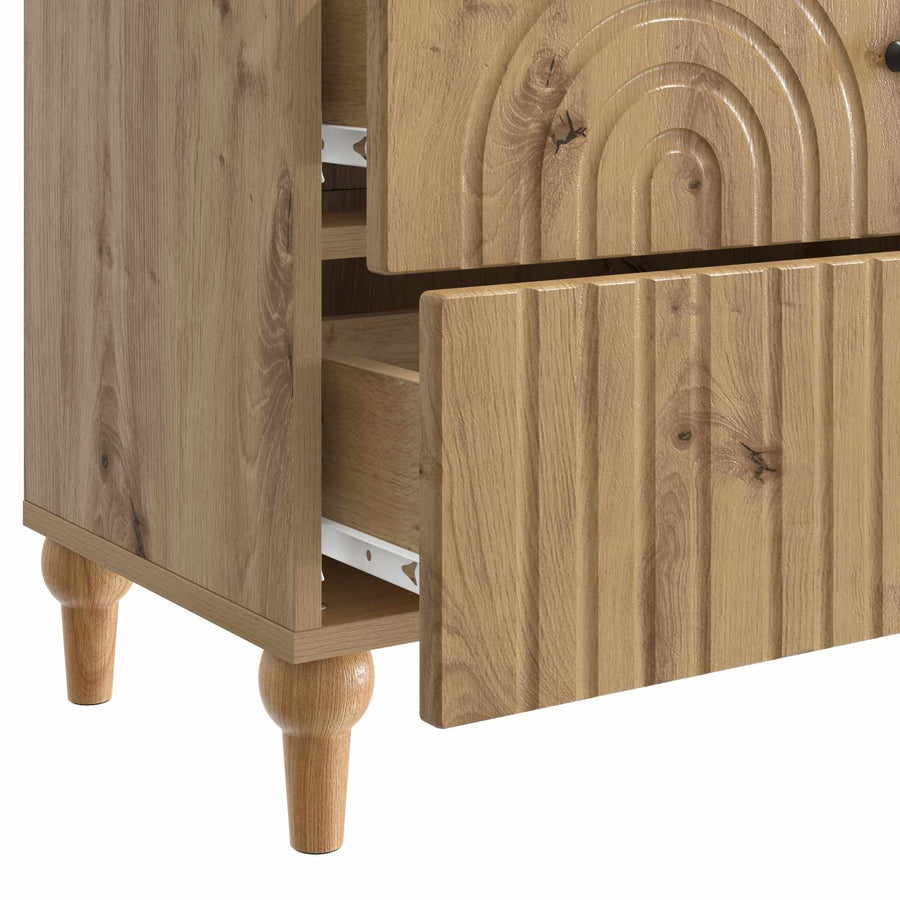 Nachtkastje Artisanaal eiken 62 x 34,5 x 48 cm Bewerkt hout