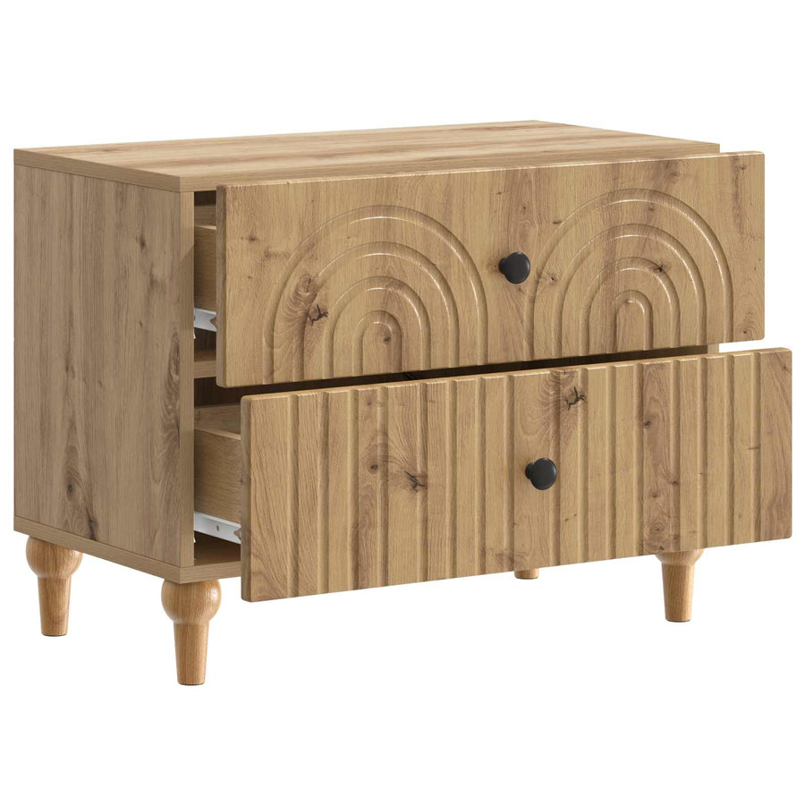 Nachtkastje Artisanaal eiken 62 x 34,5 x 48 cm Bewerkt hout