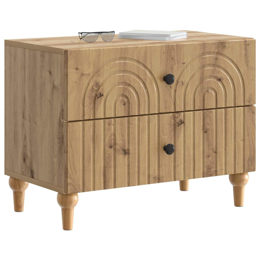 Nachtkastje Artisanaal eiken 62 x 34,5 x 48 cm Bewerkt hout