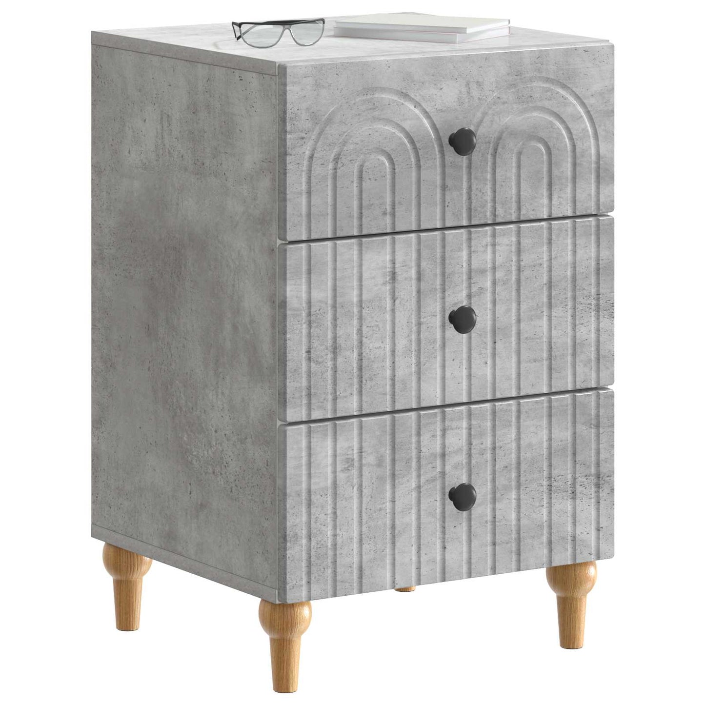 Nachtkastje met lade Betongrijs 43x 41 x 66,5 cm Bewerkt hout