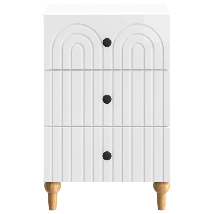 Nachtkastje Hoogglans Wit 43x 41 x 66,5 cm Bewerkt hout