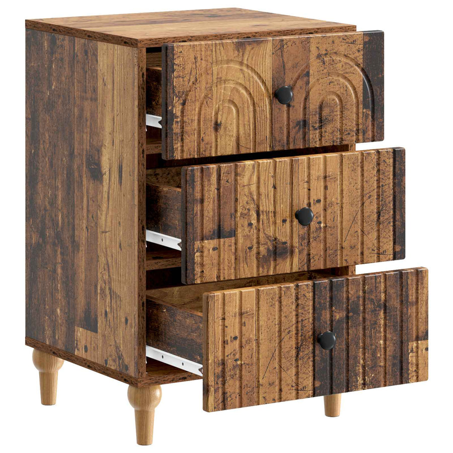 Nachtkastje met lade Oud hout 43x 41 x 66,5 cm Bewerkt hout