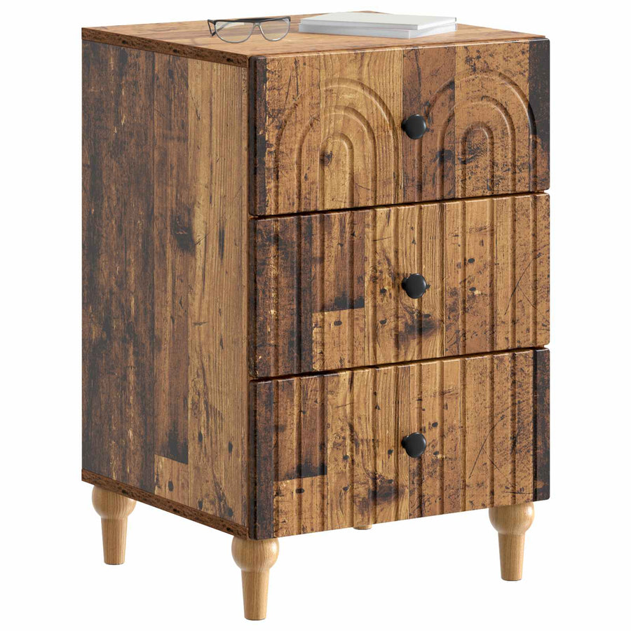 Nachtkastje met lade Oud hout 43x 41 x 66,5 cm Bewerkt hout