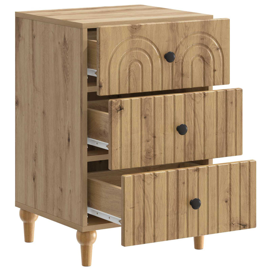 Nachtkastje Artisanaal eiken 43x 41 x 66,5 cm Bewerkt hout