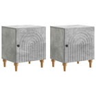 Nachtkastje 2 stuks 43x34,5x50 cm betongrijs bewerkt hout
