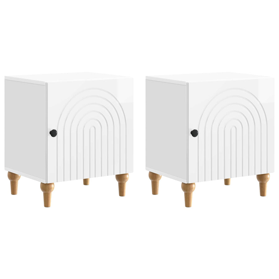 Nachtkastje 2 pcs Hoogglans Wit 43 x 34,5 x 50 cm Bewerkt hout