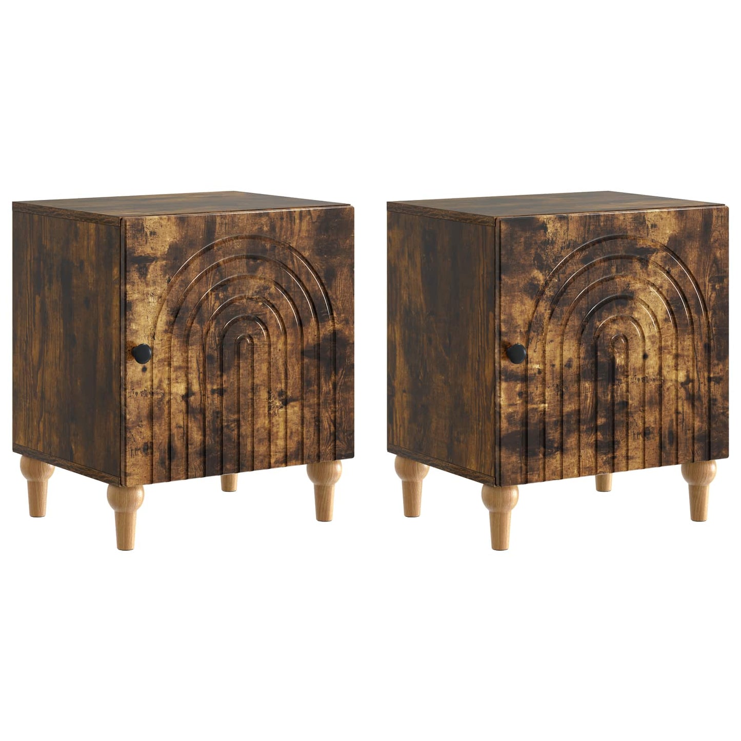 Nachtkastje 2 pcs Gerookt eiken 43 x 34,5 x 50 cm Bewerkt hout