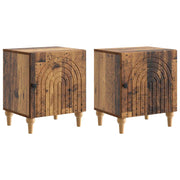Nachtkastje 2 stuks oud hout 43x34,5x50 cm