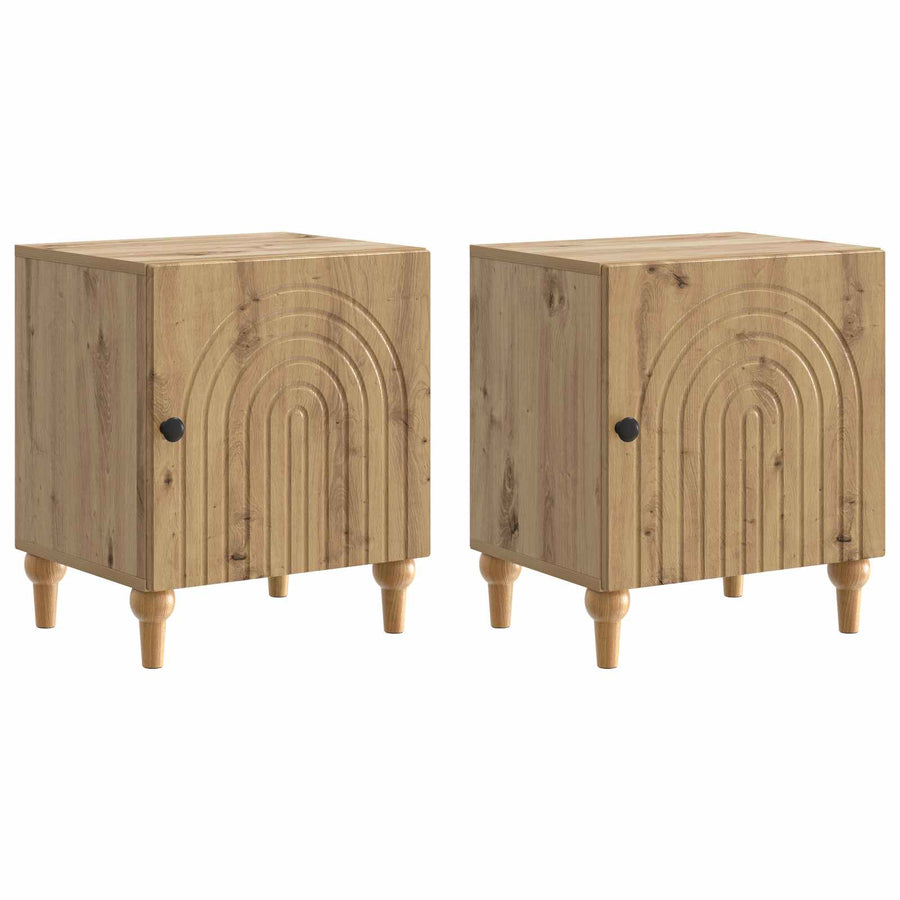Nachtkastje 2 pcs Artisanaal eiken 43 x 34,5 x 50 cm