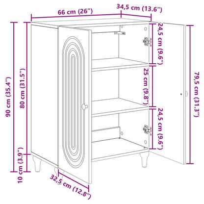 Dressoir Artisanaal eiken 66 x 34,5 x 90 cm Bewerkt hout
