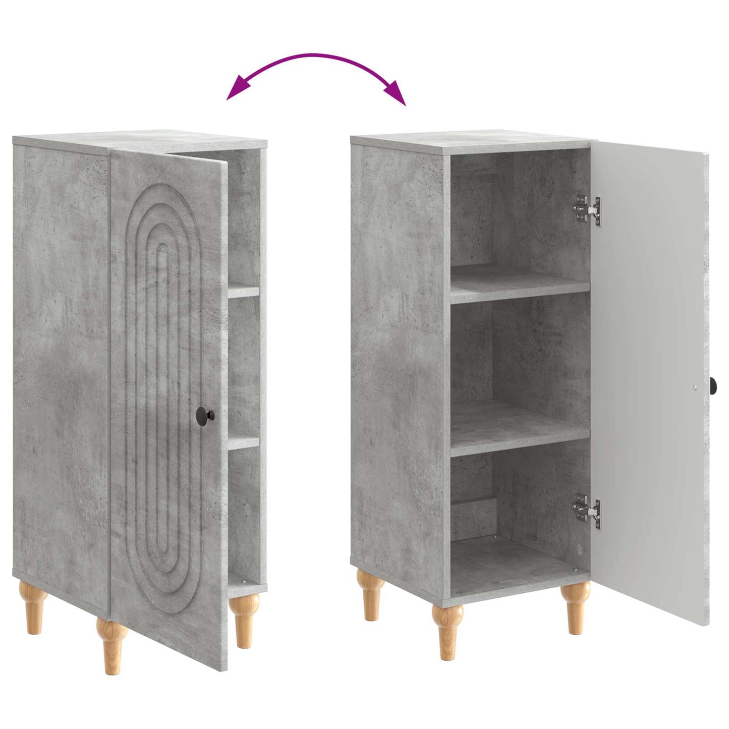 Dressoir Betongrijs 33 x 34,5 x 90 cm Bewerkt hout
