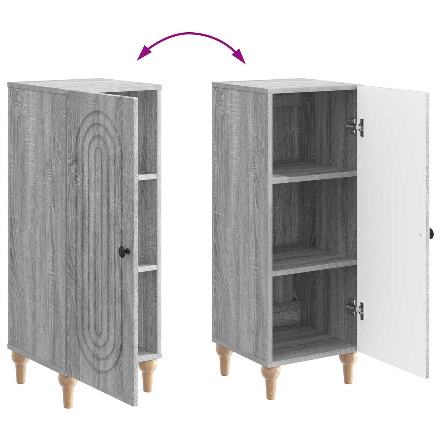 Dressoir Grijs sonoma 33 x 34,5 x 90 cm Bewerkt hout