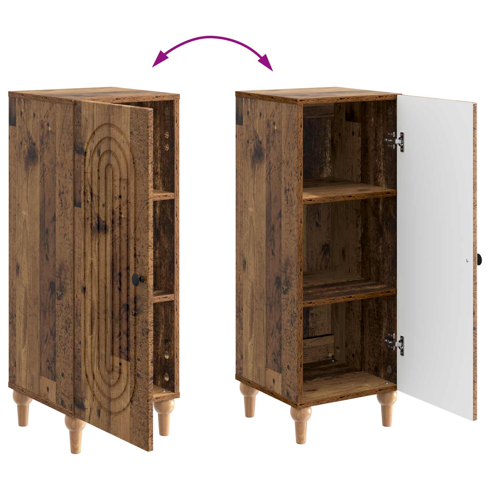 Dressoir Oud hout 33 x 34,5 x 90 cm Bewerkt hout
