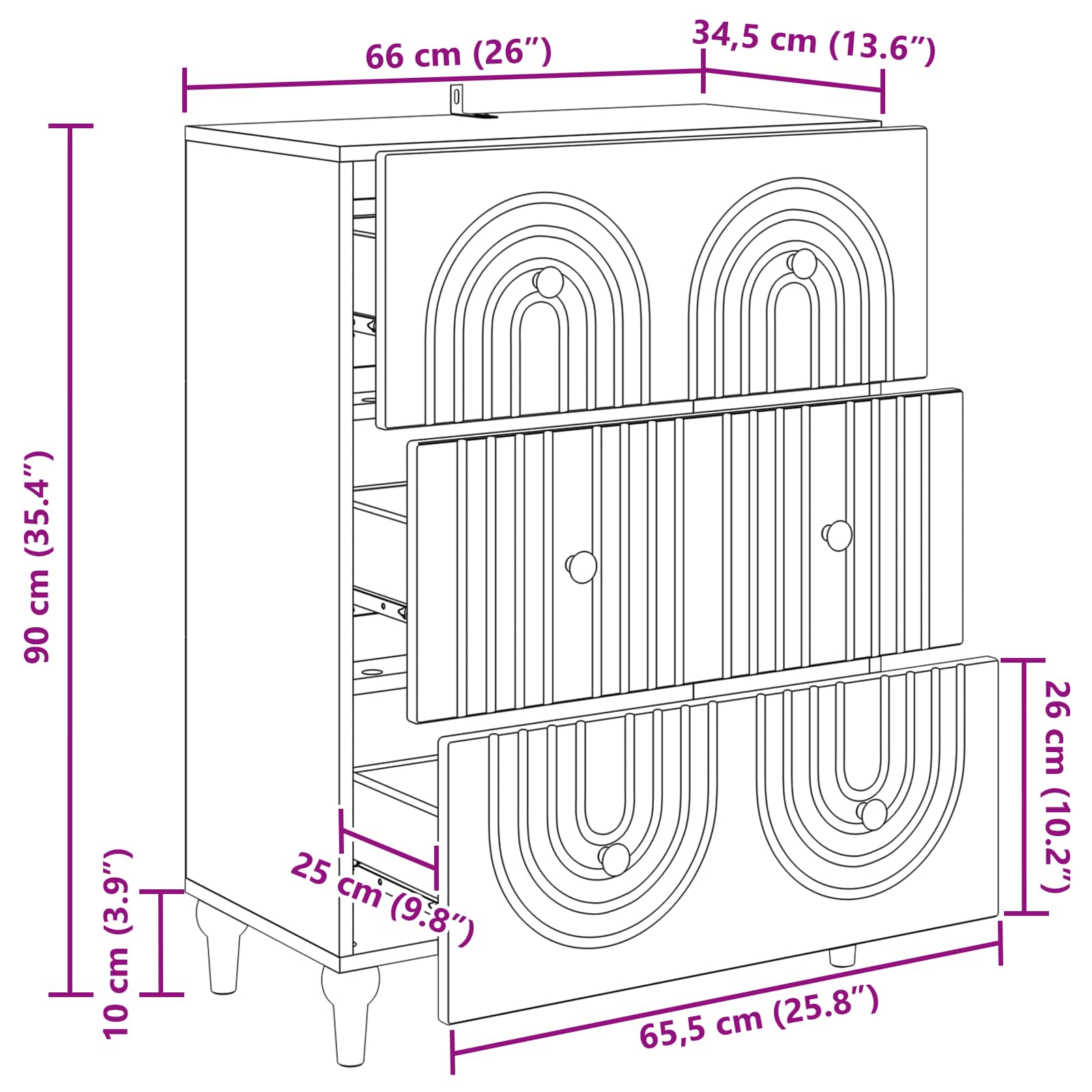 Ladenkast Wit 66 x 34,5 x 90 cm Bewerkt hout