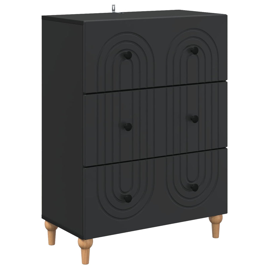 Ladenkast Zwart 66 x 34,5 x 90 cm Bewerkt hout