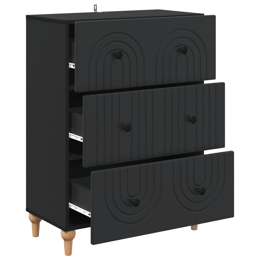 Ladenkast Zwart 66 x 34,5 x 90 cm Bewerkt hout