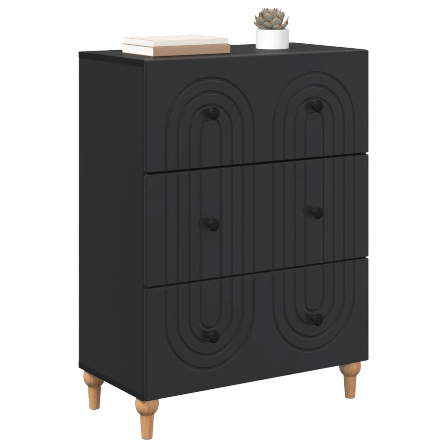 Ladenkast Zwart 66 x 34,5 x 90 cm Bewerkt hout