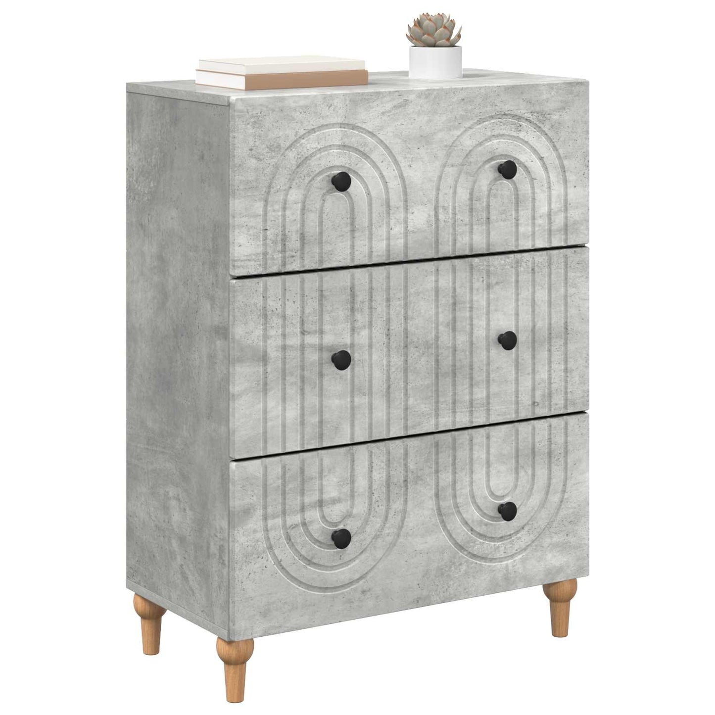Ladenkast Betongrijs 66 x 34,5 x 90 cm Bewerkt hout