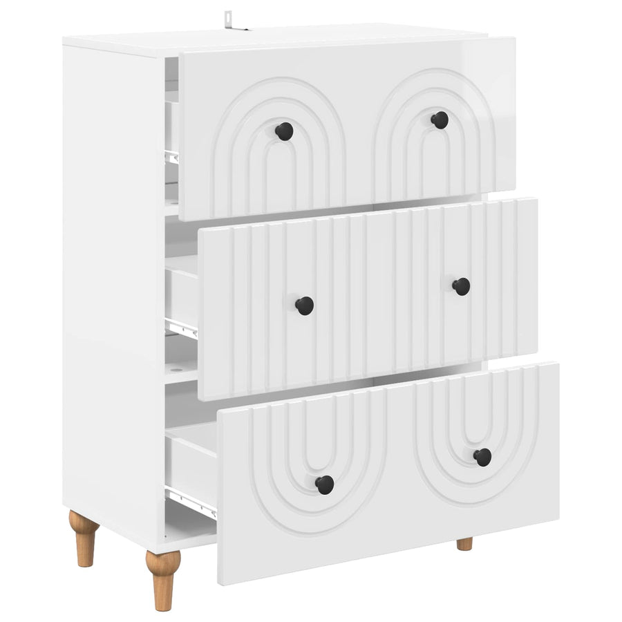 Ladenkast Hoogglans Wit 66 x 34,5 x 90 cm Bewerkt hout
