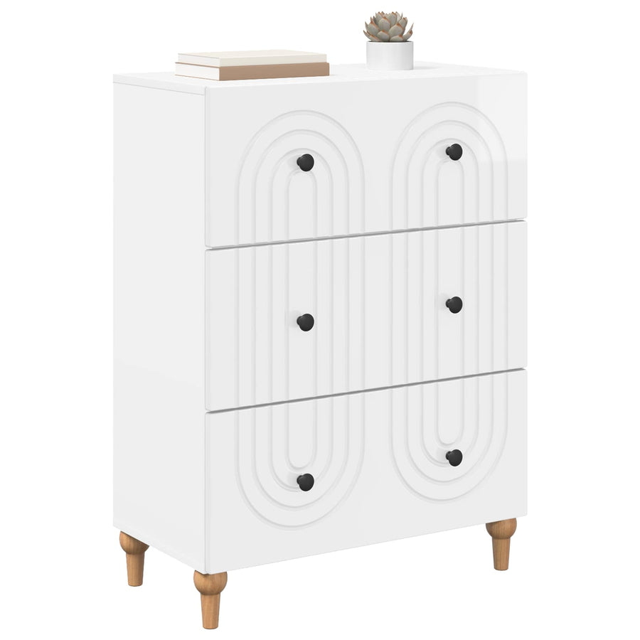 Ladenkast Hoogglans Wit 66 x 34,5 x 90 cm Bewerkt hout