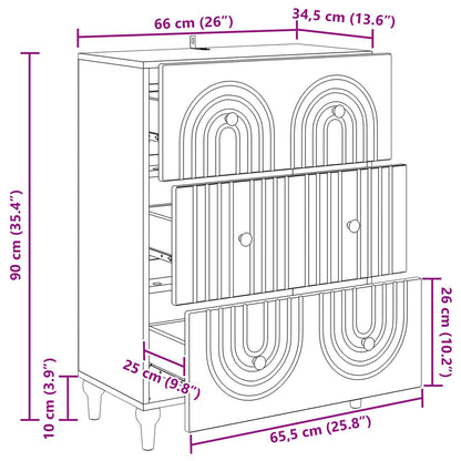 Ladenkast Hoogglans Wit 66 x 34,5 x 90 cm Bewerkt hout