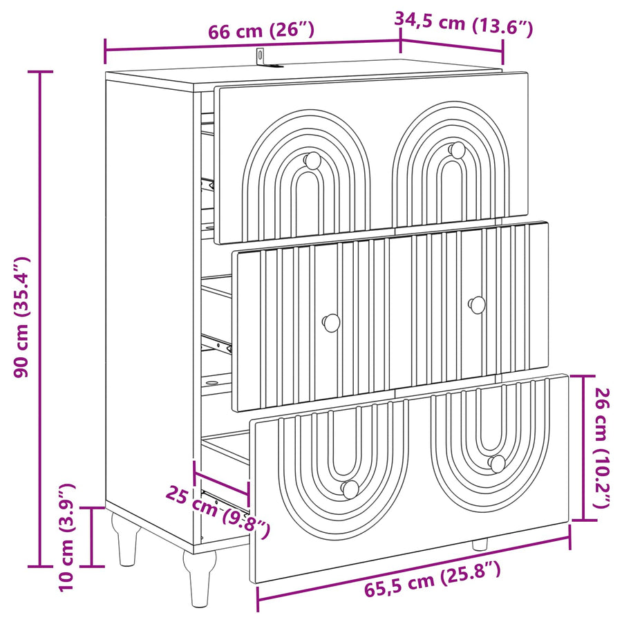Ladenkast Gerookt eiken 66 x 34,5 x 90 cm Bewerkt hout