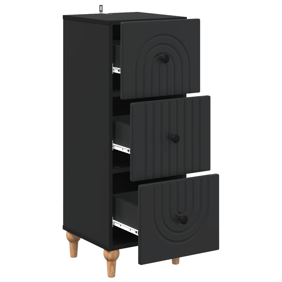 Ladenkast Zwart 33 x 34,5 x 90 cm Bewerkt hout