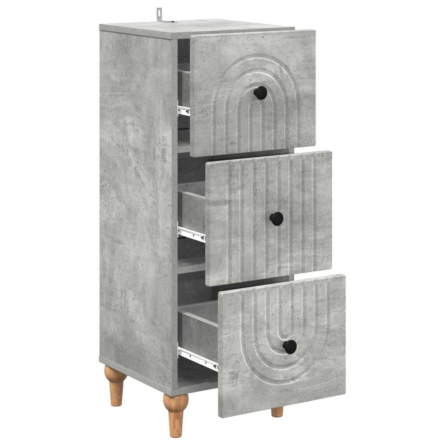 Ladenkast Betongrijs 33 x 34,5 x 90 cm Bewerkt hout