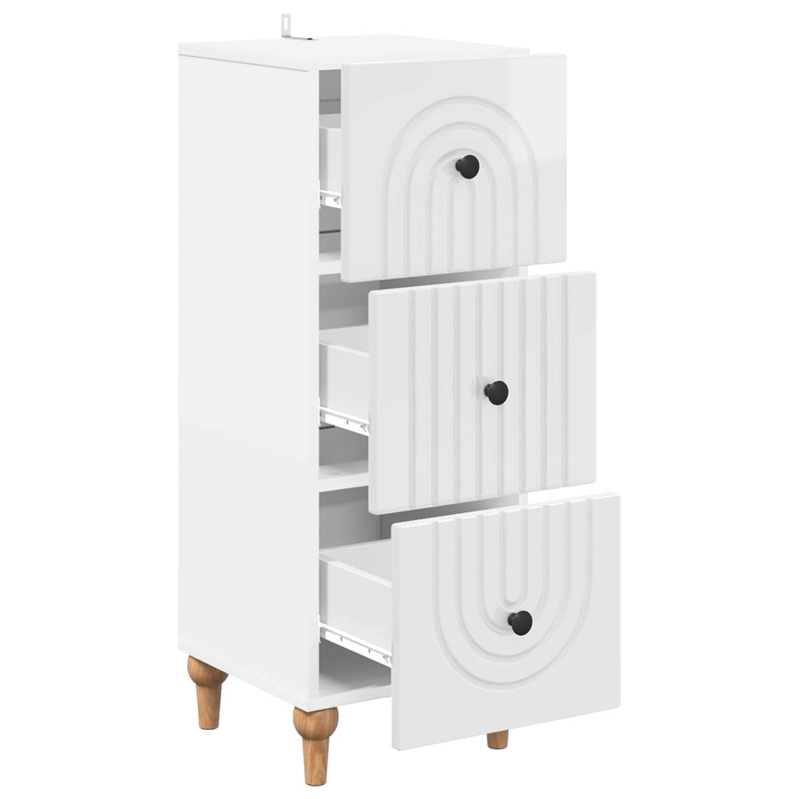 Ladenkast Hoogglans Wit 33 x 34,5 x 90 cm Bewerkt hout