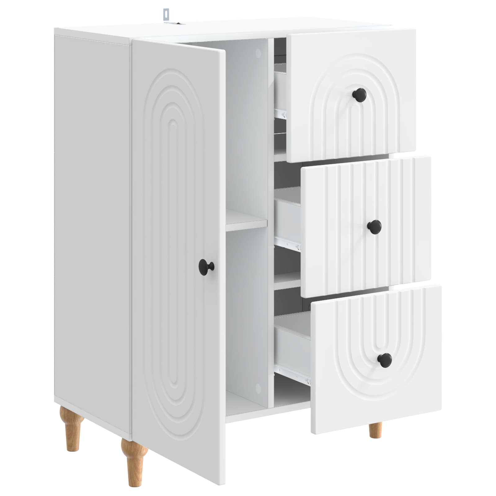 Dressoir met lade Wit 66 x 34,5 x 90 cm Bewerkt hout