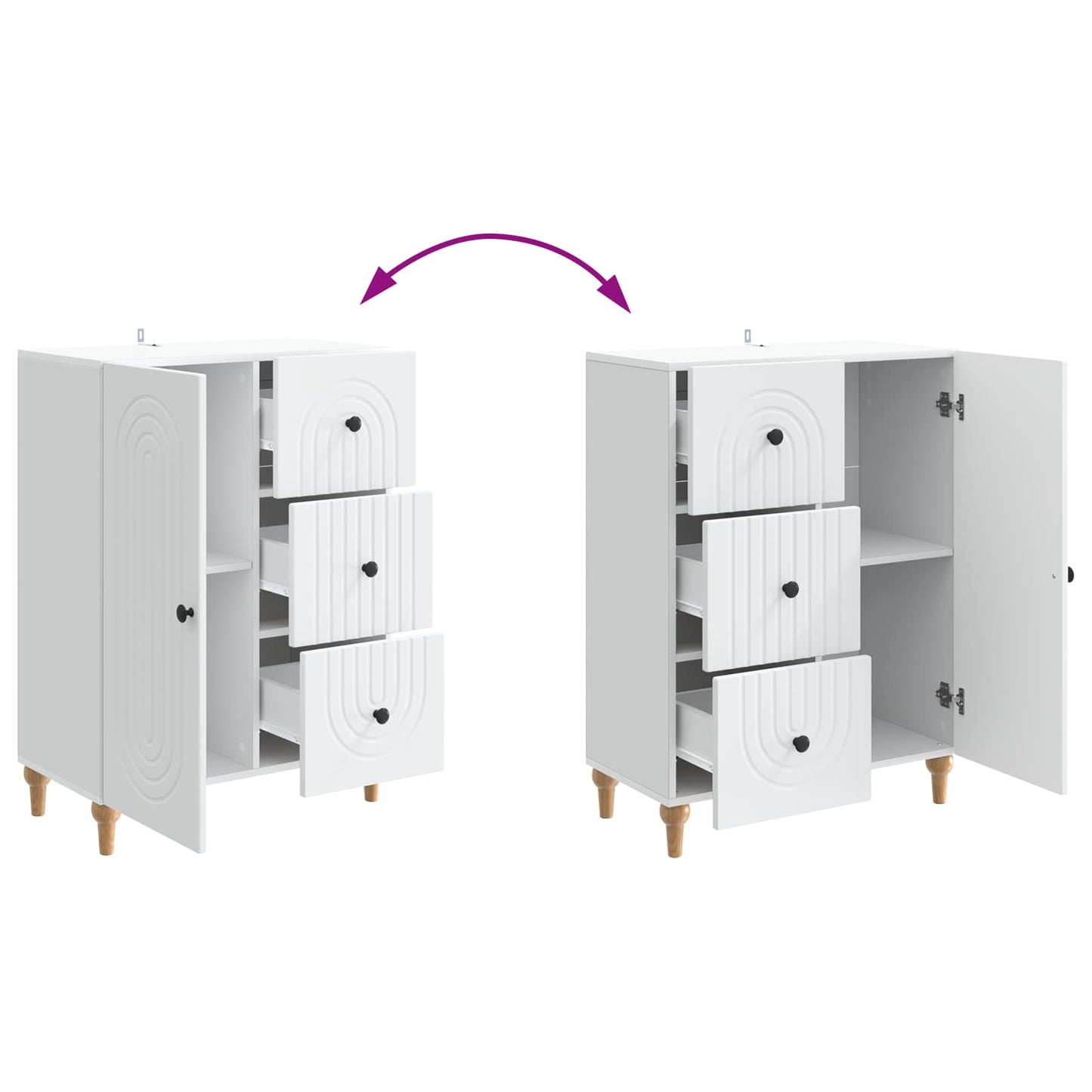 Dressoir met lade Wit 66 x 34,5 x 90 cm Bewerkt hout